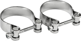 HardDrive exhaust end clamps for Panhead 48-65 models, 54mm diameter, metal clamps for motorcycle exhaust system.