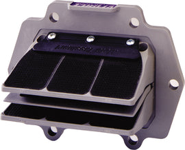 Moto Tassinari Delta2 replacement reed for intake and carburetor, showing the black reed valve with metal edges.