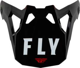 Fly Racing Formula CP Slant Visor in red, black, and white for youth small size, shown on a helmet.
