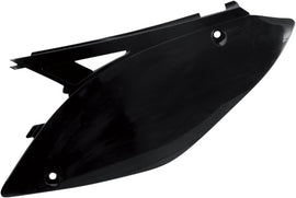 Black Acerbis side panels for motorcycle, model 21417-30001, featuring durable plastic construction and sleek design.