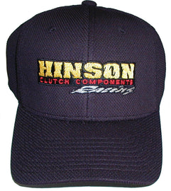 Black Hinson Flexfit hat with curved brim and adjustable fit, featuring the Hinson logo embroidered on the front.