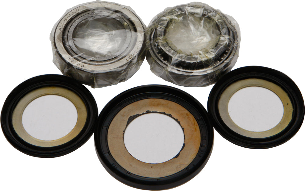 All Balls steering bearing and seal kit 22-2048 with metal bearings and rubber seals for motorcycle steering system.