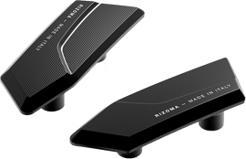 Pair of black RIZOMA mirror block off plates for BMW 5 Series, designed as accessories for mirror cover modification.