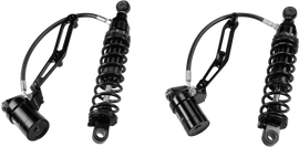 HardDrive Touring remote reservoir shocks with billet bracket for 13-inch standard weight suspension, engineered for durability.
