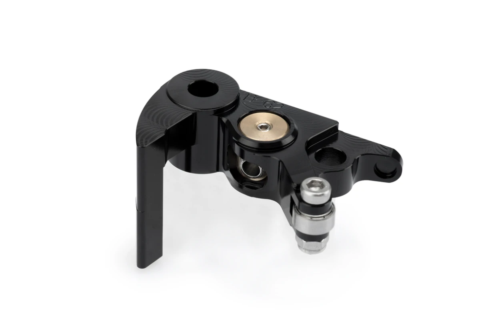Black PUIG lever adapter brake lever for motorcycle, showcasing the sleek, durable design of the lever attachment.