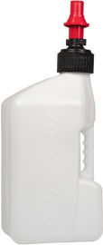 White Tuff Jug 5-gallon utility container with red cap, made of durable plastic, suitable for storage and transport of liquids.
