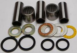 All Balls swingarm bearing kit for suspension, showing various bearings and components in the kit for motorcycle maintenance.