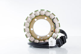 Ricks Motorsport Electric Stator 27-21146 for motorcycle electrical systems, showing a compact, metallic stator component.