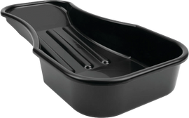 Performance Tool motorcycle oil drain pan, 2.8 Qt, durable plastic container for oil changes, ideal for motorcycle maintenance.
