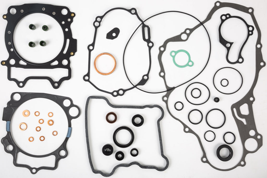 Athena Complete Gasket Kit for Yamaha 68-0616, includes various gaskets and seals for engine repair, laid out on a flat surface.