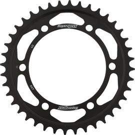 Steel rear sprocket for Suzuki GSX-R750 by Supersprox, 40-tooth, black, 530 chain size, durable motorcycle sprocket.