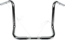 Chrome Ape-Hanger Handlebars for Harley HardDrive Bagger motorcycles, 18-inch tall with sleek, polished finish.