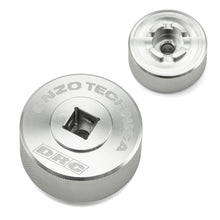 Load image into Gallery viewer, DRC Base Valve Jig Tool WP Aer Silver 634-7000 with metal construction, designed for precise valve adjustments on motorcycles.