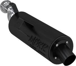 MBRP Exhaust single slip-on system with 4.25-inch black sport muffler, showcasing the sleek exhaust design.