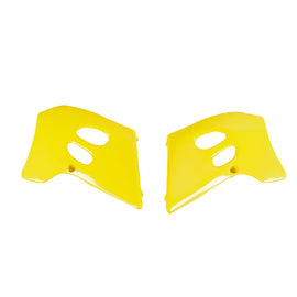 Polisport Plastics yellow radiator scoops for RM125 and RM250 dirt bikes, body parts with detailed design.