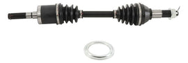 All Balls 8 Ball Extreme Axle front view showing black metal axle with mounting points and branding details.