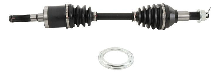 All Balls 8 Ball Extreme Axle front view, showcasing the robust metal construction and detailed branding on the axle.