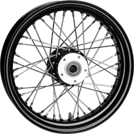 HardDrive 40-spoke black front wheel with 16x3.5 inch flat hub and 1-inch axle, suitable for various bicycles.