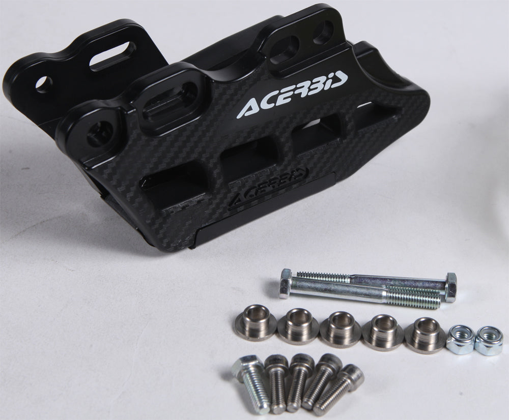 Acerbis Chain Guide Block 2.0 black drive chain guide for motorcycle, showing the black plastic component with mounting points.
