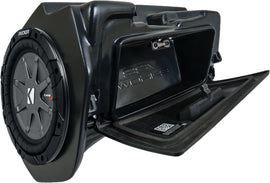 SSV Works Glovebox sub speaker kit with Kicker speaker mounted inside vehicle glovebox for enhanced audio.
