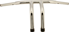 HardDrive 1.25-inch fat Tiller-Bar with 10-inch rise chrome handlebars for motorcycle or bike steering.