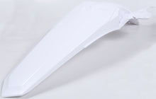 Load image into Gallery viewer, Polisport Plastics white rear fender for motorcycles, showing a close-up of the durable plastic fender with mounting points.