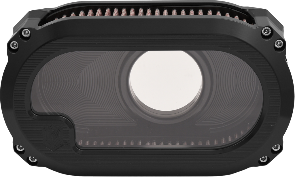 Kens Factory NL M8 air cleaner with black glass finish, designed for intake, carb, and fuel systems in automotive applications.
