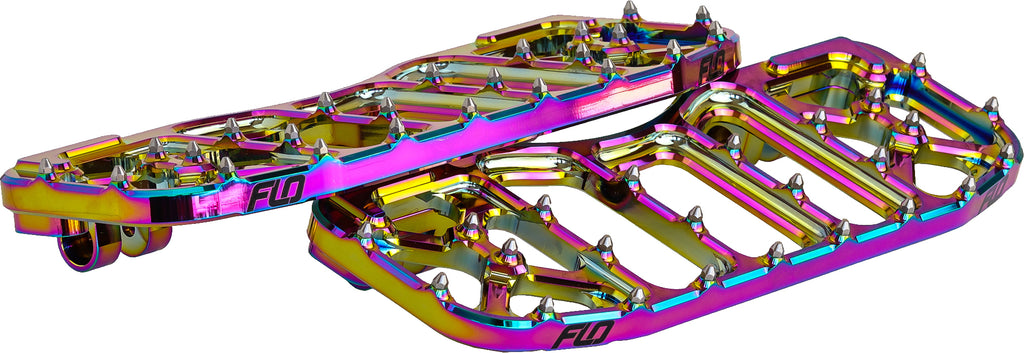 Flo Motorsports V5 Floorboards jet fuel foot controls with rugged design and textured surface for motorcycle riding.