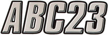 Load image into Gallery viewer, Hardline Series 800 Registration Kit Silver and Black graphics decals with detailed design showing the product layout.