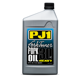 PJ1 Products fork tuner oil 30w in a 32oz bottle, designed for motorcycle suspension maintenance and fork performance.