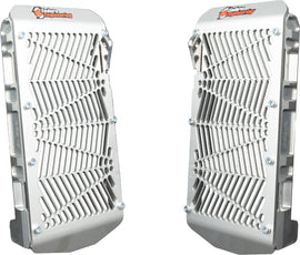 Enduro Engineering billet radiator guard for Honda, showcasing durable metal construction and precise fit for motorcycle protection.
