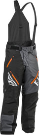 Fly Racing Snx Pro Bib in black, grey, and orange, XL size, featuring adjustable straps and durable fabric for motocross riding.