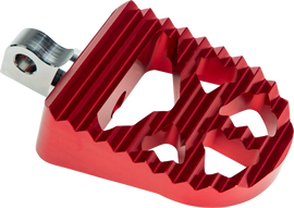 Red Gripmax footpegs by HardDrive, motorcycle foot controls with textured surface, designed for secure rider footing.