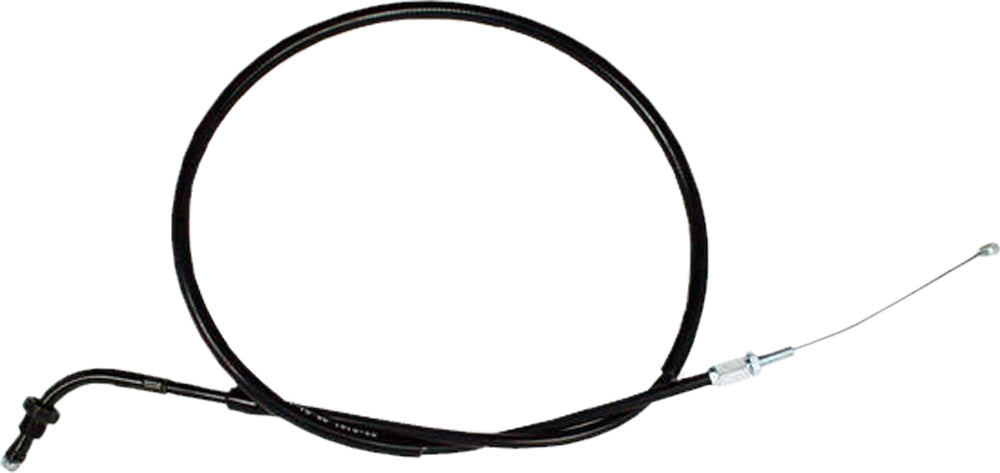 Motion Pro black vinyl throttle push cable for motorcycles, showing the cable with black vinyl coating and metal fittings.