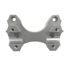 Load image into Gallery viewer, HeliBars silver handlebar risers for Yamaha motorcycle, showcasing the ergonomic design and sturdy metal construction.