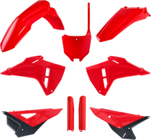 Load image into Gallery viewer, Polisport Plastics Honda CRF restyle kit with red body panels, including fairings and covers for motorcycle customization.