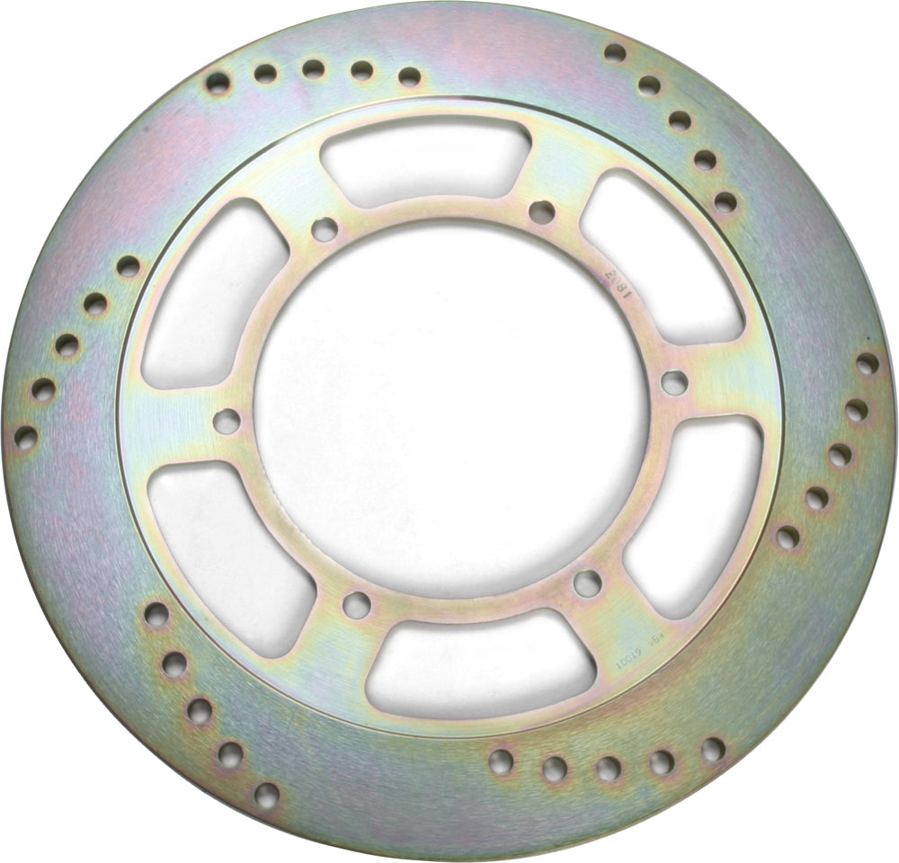 EBC Motorcycle Brakes standard brake rotor 15-2081 showing the vented metal disc with mounting holes for motorcycle braking system