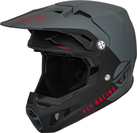Fly Racing Formula CC Centrum helmet in matte grey and black, medium size, showcasing a sleek motorcycle helmet design.