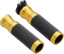 Load image into Gallery viewer, RIZOMA Sport 22mm gold motorcycle grips with textured rubber surface for improved grip and stylish design.