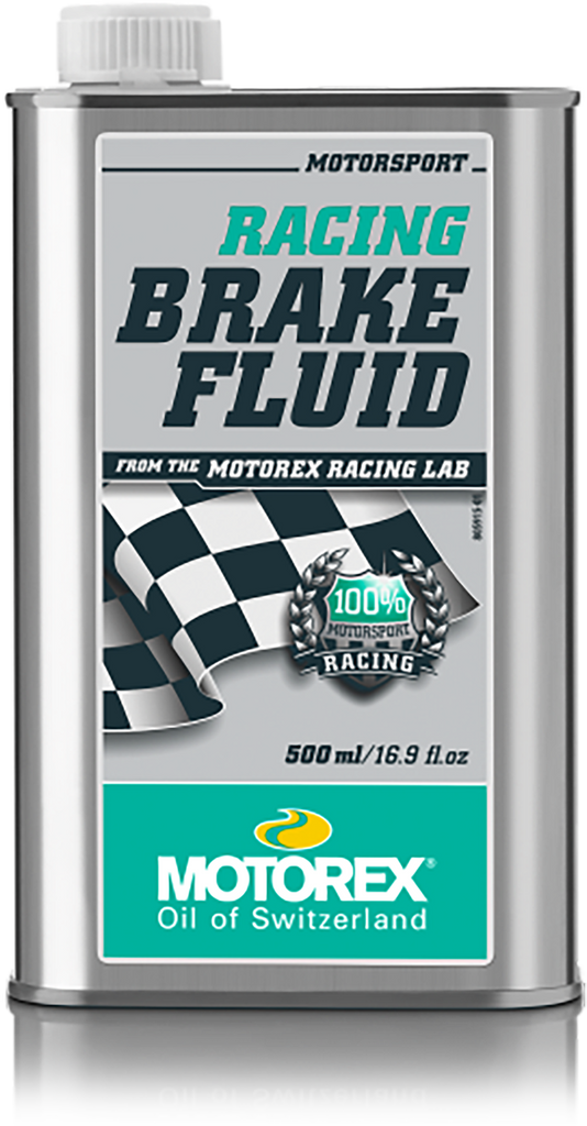 Motorex Racing Brake Fluid 500ml bottle, automotive brake fluid in a clear container, designed for high-performance brake systems.