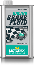 Motorex Racing Brake Fluid 500ml bottle, automotive brake fluid in a clear container, designed for high-performance brake systems.