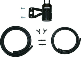 Moroso Air Oil Separator M8 with black stock and Se air cleaners for intake and fuel system, shown in black finish.