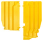 Polisport Plastics yellow radiator louvers for motorcycle, part number 64-56526, with vent-slash design and mounting points visible