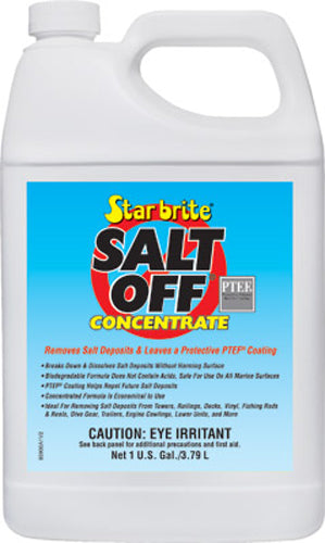 Star brite Salt Off Concentrate 1-gallon chemical bottle for removing salt deposits and corrosion from marine surfaces.