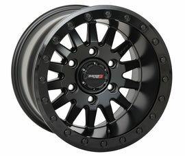 Matte black System 3 SB8 15x10 wheel with 5+5 bolt pattern, 0mm offset, featuring a sleek, modern design.