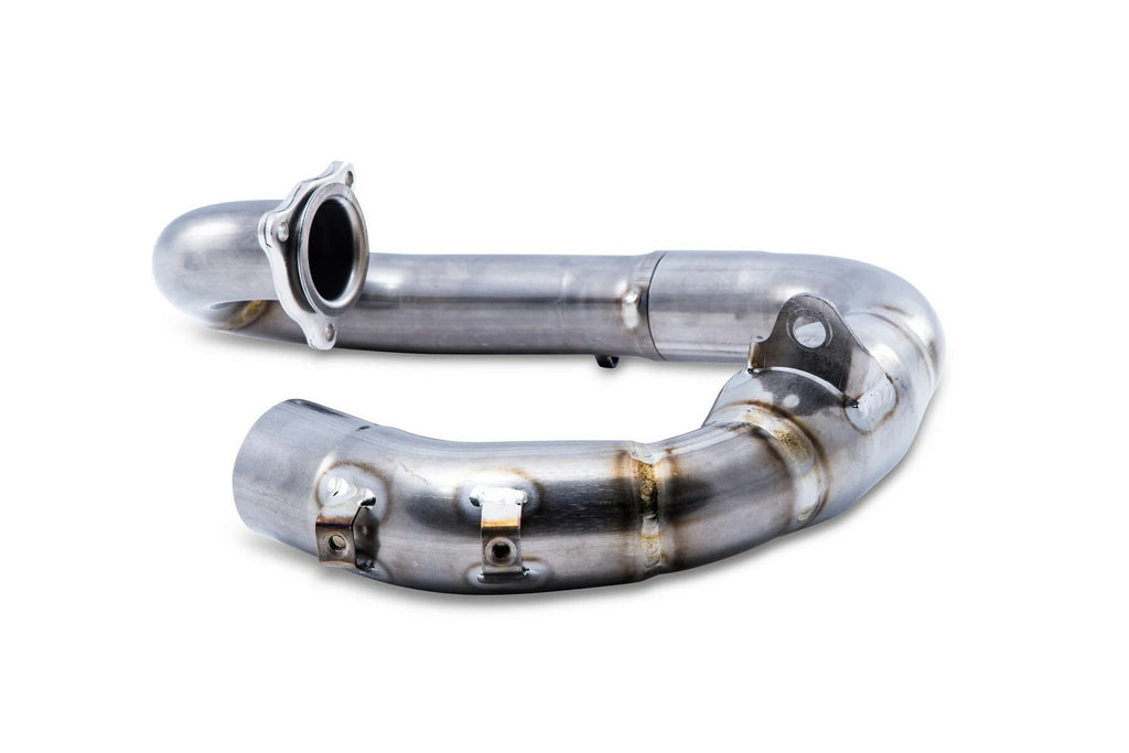 FMF Racing Megabomb Ti YZ250F exhaust system with titanium pipe and muffler, featuring sleek metal finish and mounting hardware.
