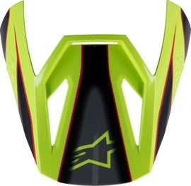 Alpine Star Sm3 Youth Fray Visor in red, yellow fluorescent, and black glossy finish, featuring a sleek design and protective visor.