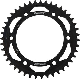 Supersprox steel rear sprocket with 43-tooth, black finish, for 520 chain, durable motorcycle sprocket visible in the image.