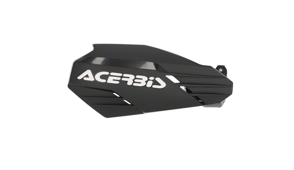 Acerbis Linear Handguard in black and white with mounting hardware, designed for motorcycle protection.