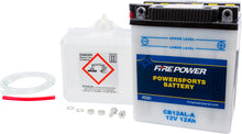 Load image into Gallery viewer, Fire Power CB12AL-A 12V heavy-duty car battery with acid, showing the battery with terminals and label for automotive use.